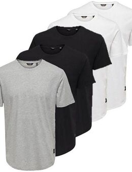 ONLY & SONS Rundhalsshirt ONSMATT LONGY SS TEE 5-PACK (Packung, 5-tlg)