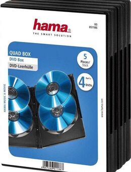 Hama DVD-Hülle DVD-Leerhülle Quad Box, 5er-Pack, Schwarz