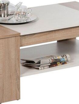 Stolkom Sp.z.o.o. Couchtisch Finley mit Ablageboden, Eiche Sonoma Weiß, BxHxT 100x44x58 cm (Couchtisch, OTTOs Choice), Schubladenfront mit Lamellen-Optik, Couchtisch rollbar