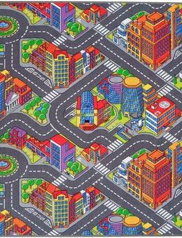 Primaflor-Ideen in Textil Kinderteppich BIG CITY, Made in Belgium, rechteckig, Höhe: 5 mm, Straßen-Spiel-Teppich, Straßenbreite ca. 9 cm, Kinderzimmer
