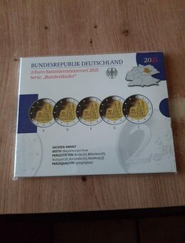 5 x 2 Euro Sammlermünzen BRD 2021 Länderserie Sachsen-Anhalt "Magdeburger Dom" A-J, PP, OVP - Büren