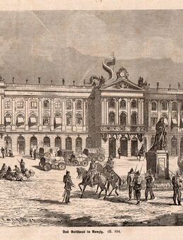 Grafik , Das Rathaus in Nancy (Nanzig). Frankreich , Krieg 1870/71 , Blatt 24cm x 17cm , M16 - Görlitz