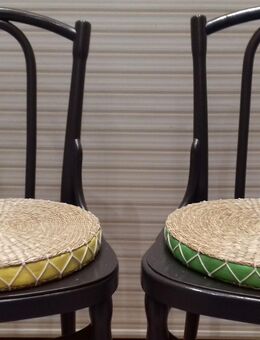 6 Sitzkissen SchaumstoffSeegrasgeflecht mit buntem Stoff rund, je - Hamburg