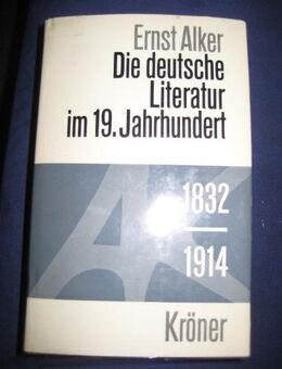 „Die deutsche Literatur im 19. Jahrhundert (1832 - 1914)“ von Ernst Alker, Alfred Kröner Verlag, 1. Auflage, 948 Seiten, stammt aus 1969, ISBN: 352033903X, zum Schutz für weiteren Gebrauch schon eingebunden, sehr guter Zustand, 7,- € - Unterleinleiter