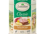 Lukullus Naturkost Einzeldose 1 x 400 g - Geflügel, Lamm, Kartoffel, Löwenzahn, Leinöl (getreidefrei)