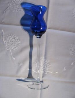 Glas Leuchter Kerzenleuchter Kerzenhalter 28 cm blau-klar Deko 4,50 - Flensburg
