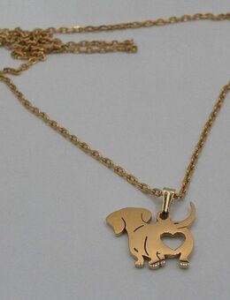 ☝️☝️☝️ Halskette, Edelstahl Gold + Anhänger Dackel, ❤️ Hund, Tier, NEU ⭐⭐⭐⭐⭐ - Gersthofen