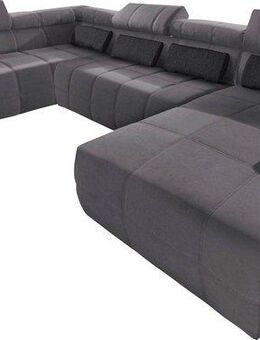 DOMO collection Wohnlandschaft Brandon, whlw. mit Sitztiefenverstellung, inkl. Nierenkissen, mit Sitztiefenverstellung, Luxus-Microfaser, dunkelgrau