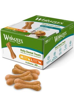 Whimzees by Wellness Hundesnack zum Sonderpreis! - Ricebones: Größe M/L (12-27 kg, 20 Stück)