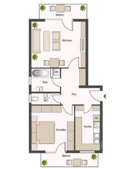 2-Zi.-Wohnung mit 2 Balkonen zum Einziehen und Wohlfühlen! - Karlsruhe