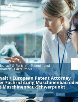 Patentanwalt / European Patent Attorney (m/w/d) der Fachrichtung Maschinenbau oder Physik mit Maschinenbau-Schwerpunkt - München