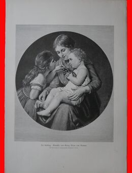 Grafik ; Der Liebling. , Gemälde von Georg Meyer von Bremen. , Blattgröße 42cm x 29cm , M - C - Görlitz