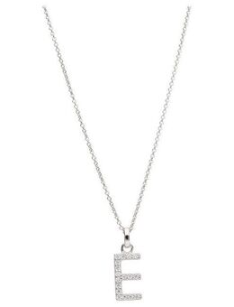 Smart Jewel Kette mit Anhänger Buchstabe E mit Zirkonia Steine, Silber 925