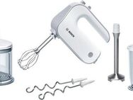 BOSCH Handmixer Styline MFQ4080, Edelst. Rührbesen/Knethaken, Mixfuß, 5 Stufen, weiß, 500 W, Zerkleinerer, Turbotaste, leichtes Gehäuse, Made in Europe