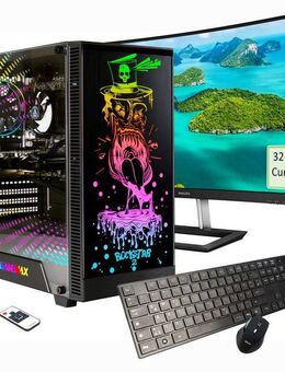 GAMEMAX Rockstar SET2464 PC-Komplettsystem (32", AMD Ryzen 5 5600G, Radeon Graphics, 16 GB RAM, 1000 GB SSD, Windows 11,inklusive 32" Curved Monitor Philips E-line 322E1C)
