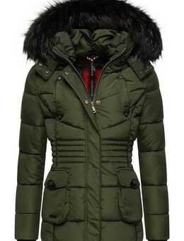 Marikoo Steppjacke Vanilla edle Winterjacke m. Kunstfellkapuze