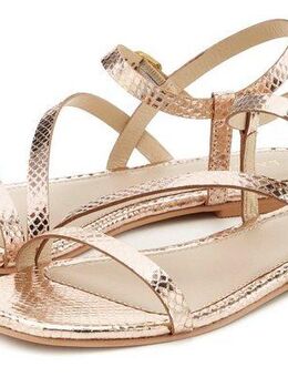 LASCANA Sommerschuh Sandale Sandalette, Sommerschuh aus Leder mit modischer Metallic-Optik
