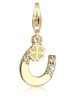Nenalina Charm-Einhänger Hufeisen Kleeblatt 925 Silber, mit Kristallen von Swarovski®