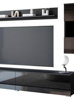 INOSIGN Wohnwand PARIS, Vitrine Türanschlag links/rechts wechselbar, (Komplett-Set, 4-St), grifflose Design, stehend und hängend montierbar