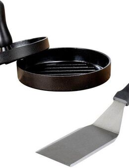 WENKO Burgerpresse Burger-Set (2 St), Aluminium, Edelstahl, Hamburgerpresse & Plancha Spachtel, Grillzubehör, rostfreier Edelstahl