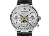 ZEPPELIN Multifunktionsuhr LZ 129 Hindenburg Mondphase, Armbanduhr, Damenuhr, Mondphase, Lederarmband, Made in Germany