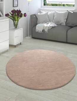 Paco Home Fellteppich Rabbit 780, rund, Höhe: 26 mm, Kunstfell, Kaninchenfell-Haptik, echter Kuschelteppich, Uni-Farben
