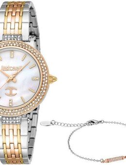 Just Cavalli Time Quarzuhr Savoca JC1L274M0095, (Set, 2-tlg., mit Armband), Armbanduhr, Damenuhr, Kristallsteine, Edelstahlarmband, Gerschenkidee