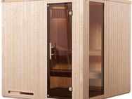 weka Sauna Elementsauna HALMSTAD 2, BxTxH: 194 x 177 x 199 cm, 68 mm, vorgefertigte Elemente, Fensterelement, moderne Ganzglastür