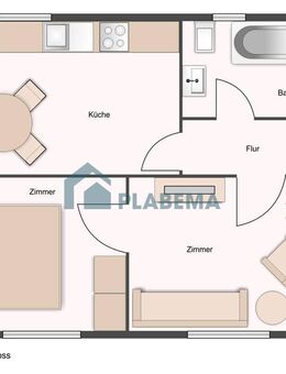 Renovierte 2- Zimmer- Wohnung mit großer Küche mit Einbauküche in guter Wohnlage zu vermieten - Schwerin