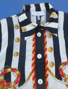 NEU * Edel * Maritim * Sailor * Navy * Marine * Look * Original 1980er VINTAGE * Kurzarm * Hemd- Bluse "ae Elegance Paris" Gr. 40, 42- 44/ M- L * Oversize * weiß * rot * dunkel-blau * gelb * - Riedlingen