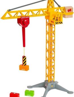 BRIO® Spielzeug-Kran BRIO® WORLD, Großer Baukran mit Licht, FSC® - schützt Wald - weltweit