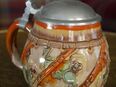 Bierkrug mit Zinndeckel , 0,5 Liter , Art Deco ,Keramik ,Airbrush in 02828