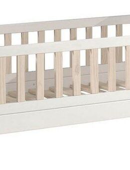 Vipack Kinderbett Kiddy, inkl. Rolllattenrost, niedrige Einstiegshöhe, stabil gebaut (B/H/T ca. 147x68x77cm, MDF weiß lackiert, Füße und Sprossen Kiefer), wahlweise mit oder ohne Bettschublade als Stauraum