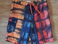 teisumi Badehose Gr. 164 orange/bunt kariert Badeshorts mit Netzinnenhose + Tasc - Mudersbach