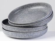 Gipfelstück Suppenteller Moos'n'Stein, (4 St), Scandi-Style, glänzende Reaktivglasur, jedes Stück ein Unikat