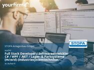 Full Stack Developer / Softwareentwickler C# / WPF / .NET / Lager- & Parksysteme (m/w/d) (Industriesystemtechniker, Fachinformatiker, Softwaretechniker o. ä.) - Achern