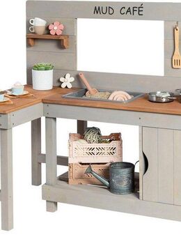MUDDY BUDDY® Outdoor-Spielküche Mud Café Holz, Matschküche, warmgrau, FSC® - schützt Wald - weltweit