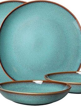 like. by Villeroy & Boch Geschirr-Set Lave glacé (4-tlg), 2 Personen, Steingut, Effektglasur, Steingut