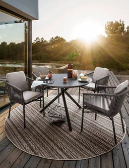 Destiny Garten-Essgruppe LUCCA BARLETTA, (10-tlg., 4x Sessel, 1x Tisch, inkl. Auflagen), Aluminium, HPL, Olefin-Rope