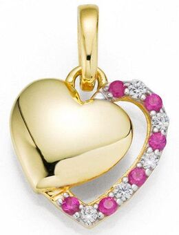 Firetti Kettenanhänger Schmuck Geschenk Gold 333 Halsschmuck Anhänger für Halskette Herz, mit Rubin, Zirkonia (synth)