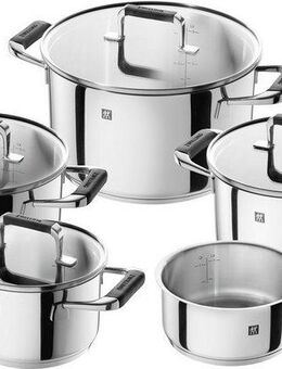 Zwilling Topf-Set Poletto, Edelstahl (Set, 5-tlg), 18/10 Edelstahl, Rostfrei, Silber, 5-tlg., Induktion