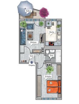Dein Zuhause - Dein Style! 2-Zimmer-Wohnung mit Grünblick – umfassend renoviert, Einzug ab Sommer 2025 - Großengottern