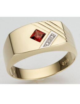 Firetti Diamantring Schmuck Geschenk Gold 585 Damenring Verlobungsring Goldring, mit Granat - mit Brillant