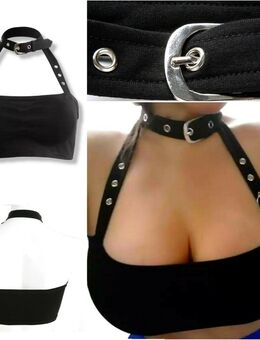 Damen Tanktop Bauchfrei Ohne Ärmel Mit Halsschnalle Schulterfrei Schwarz XS S M L  19,90 €* - Villingen-Schwenningen