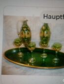 J. & L. Lobmeyr , Wien Ein Paar böhmische Karaffen 4 Likörgläser ovales Tablett aus grünem Kunstglas für4 Personen ca.1880 Otto Wagner Schule Wien in 75447