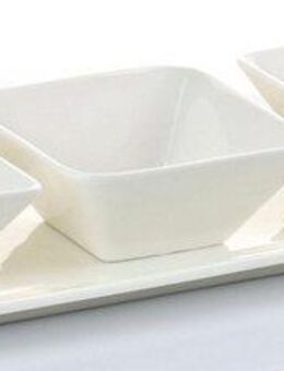 Retsch Arzberg Snackschale FANTASTIC, Porzellan, (Set, 4-tlg), außergewöhnliche eckige Form, Fine China Porzellan