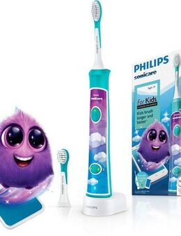 Philips Sonicare Elektrische Kinderzahnbürste HX6322/04, Aufsteckbürsten: 2 St., inkl. 8 Aufkleber