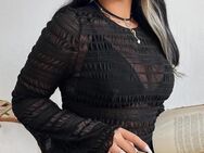 Damen Shirt Bluse mit Trompetenärmeln, Gothic, schwarz, durchsichtig / Größen 46-50 / NEU - Marl (Nordrhein-Westfalen)