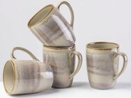 Gipfelstück Becher Nebelwald, Steinzeug, Scandi-Style, Reaktivglasur, jedes Stück ein Unikat, 4-teilig