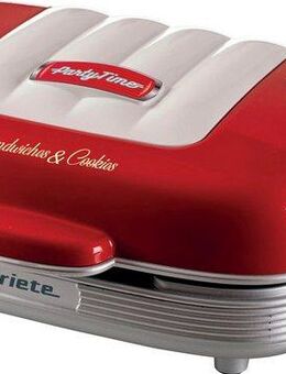Ariete 3-in-1-Sandwichmaker Party Time 1972R, Cookie-Maker, 700 W, für Sandwiches, Muffins und Donats, rot